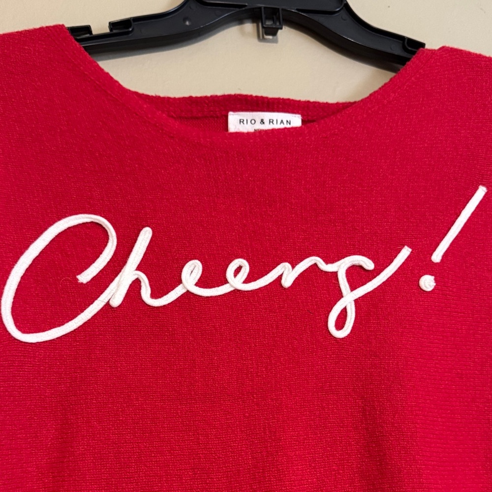 Women's Red “Cheers!” Sweater - Picture 3 of 6